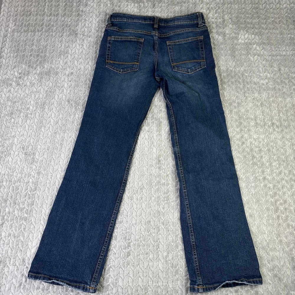 Cat & Jack Boys Size 14 Bootcut Jeans Dark Wash Stretch Denim Adjustable Waist - Picture 6 of 13